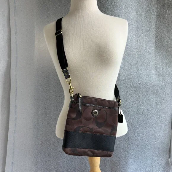 Coach Crossbody Shoulder Bag Brown/Black Swingpack - Picture 2 of 11